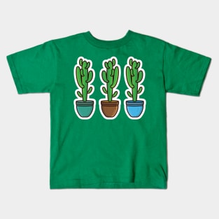 Set Of Green Cactus Plant In Vase Sticker vector illustration. Healthcare and Nature object icon concept. desert green cactus plant vector sticker design. Home plant cactus symbol graphic design. Kids T-Shirt